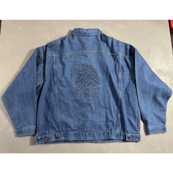 Fraternal Order of Eagles Jacket Mens 3XL Blue Denim Embroidered Made USA FOE - Picture 1 of 9